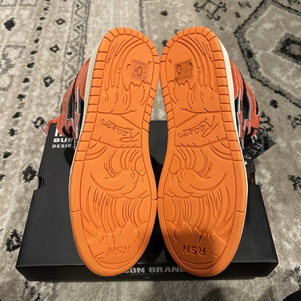 Reason Brand High Top Paisley Sneakers Men's Size 10.5 Black/ Orange RBSK-4 - Picture 6 of 7